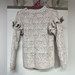 Old Navy xs knit ruffle sleeve cream sweater